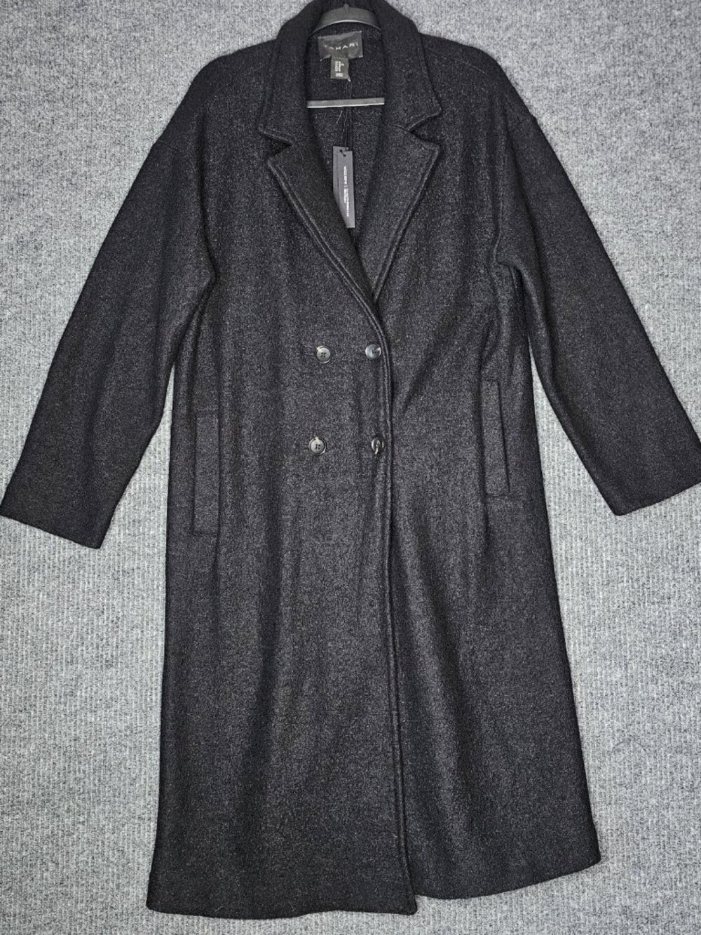 NWT Tahari Womens Double Breasted Lightweight Wool blend Coat Sz XL Black $400